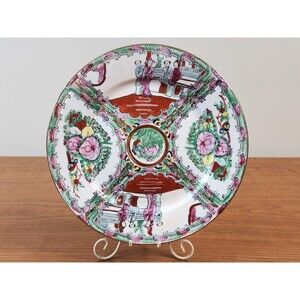 Vintage Famille Rose Medallion Porcelain 10.5" Plate Stamped W/ Asian Characters